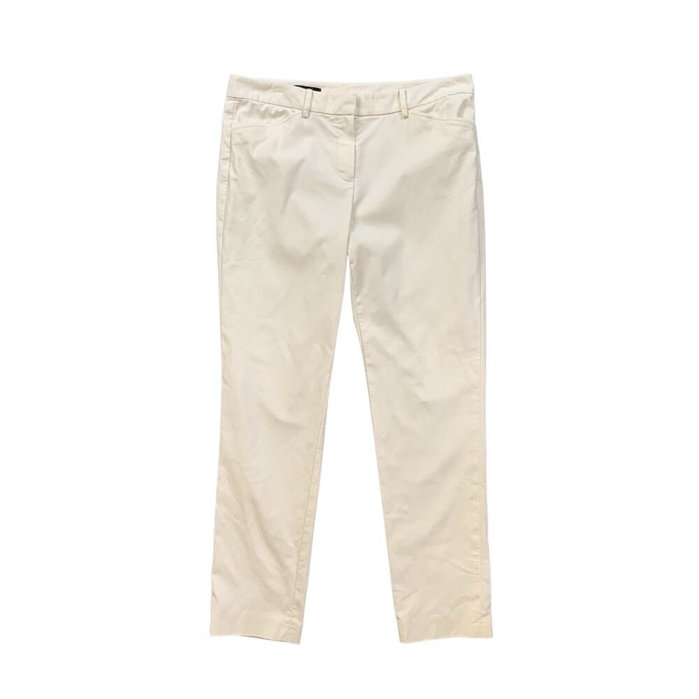 Brooks Brothers Pants Womens 10 White Flat Front Mid Rise Chino Tapered Cropped